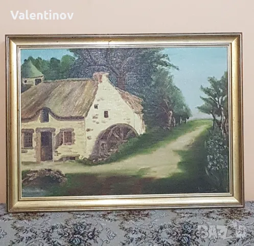 Старинна картина масло върху платно 