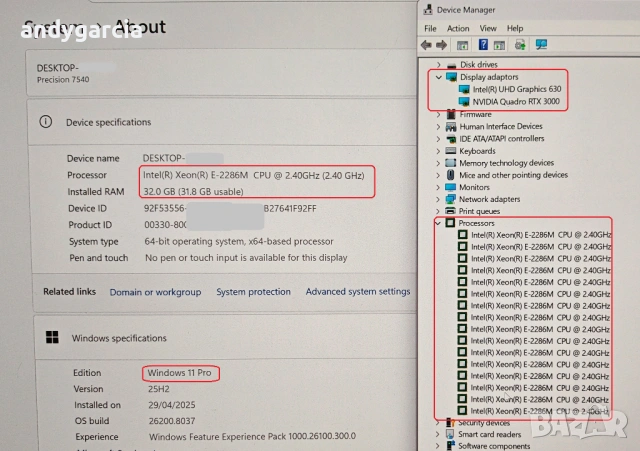 4K UltraHD 100%Adobe/Intel Core i9-9980HK/16GB RAM/512GB SSD/NVidia RTX 3000 6GB/Dell Precision 7540, снимка 11 - Лаптопи за работа - 50022858