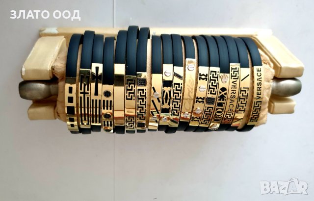 Златни - 14К гривни гривни със кожа и силикон, снимка 5 - Гривни - 8214934