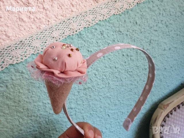 Диадема със сладолед Аксесоар за коса Ръчна Изработка Диадема Сладолед Диадеми , снимка 3 - Аксесоари за коса - 29413154