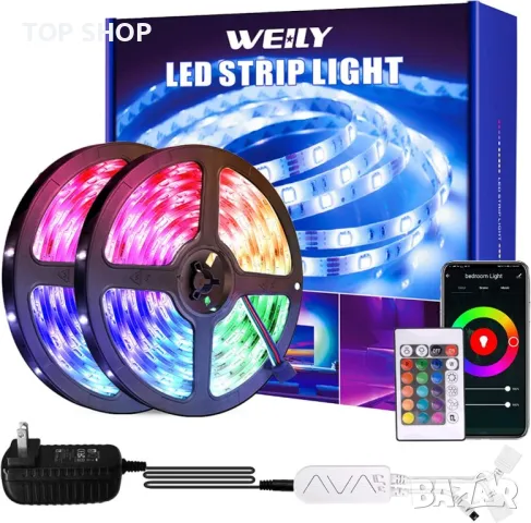 WEILY WiFi Led Strip Lights 2x15m Гъвкаво променящ се цвят RGB Phone Control Smart Led Light Str