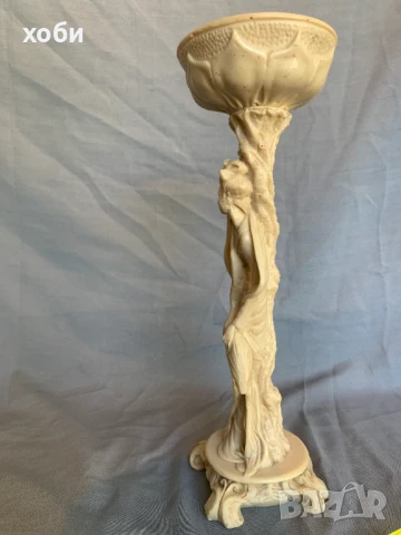 китайска гейша и щъркел - облегнати на стъбло на лотос , снимка 5 - Антикварни и старинни предмети - 51083822