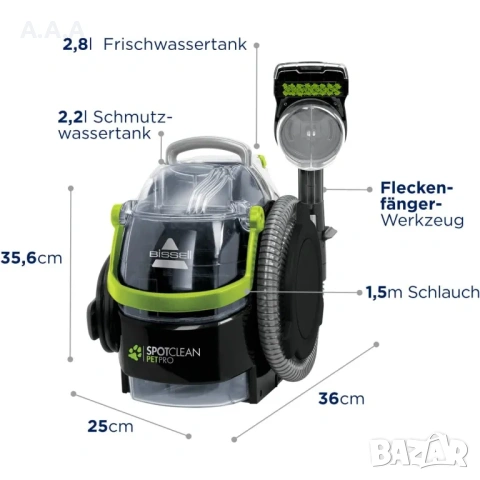 Перяща прахосмукачка Bissell SpotClean Pet Pro 750W, снимка 7 - Прахосмукачки - 54328401