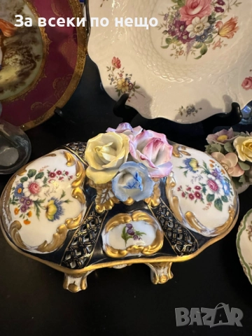 Dresden Porcelain RK Richard Klemm Germany Circa 1904 Oval Footed Lidded Dresser Jewelry Код P1747, снимка 3 - Декорация за дома - 52980489