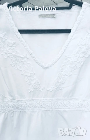 Елегантна бяла рокля FRANSA лен и вискоза, снимка 5 - Рокли - 51026262