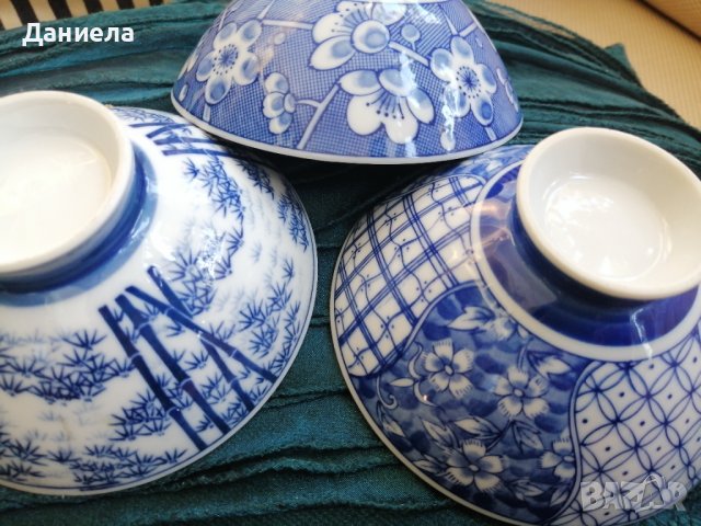 Китайски порцелан в син цвят - 5 броя, снимка 3 - Сервизи - 42930047