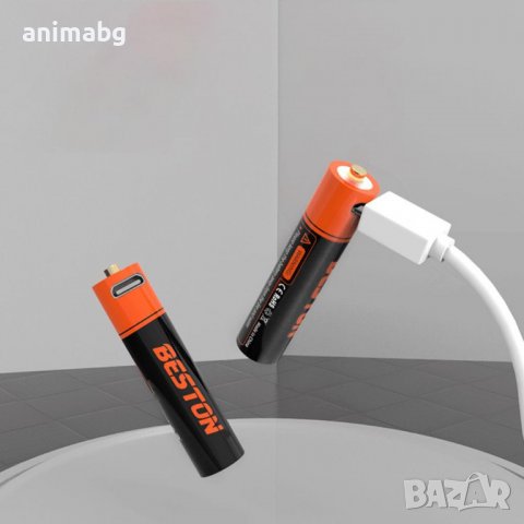 ANIMABG Литиево-йонни презареждащи батерии, ААА, 1.5V, 1000mWh, Бързо зареждане, 2 броя