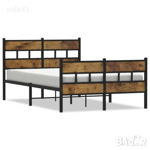 vidaXL Метална рамка за легло, без матрак, опушен дъб, 120x200 см