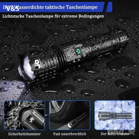 Светодиодно фенерче JAY-PARK, акумулаторно 100 000 лумена, изключително ярки тактически фенерчета с , снимка 8 - Прожектори - 47769505