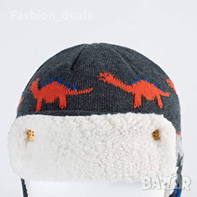 Нова Детска зимна шапка Топла сива трикотажна памучна термо Ушанка, снимка 5 - Други - 34372586