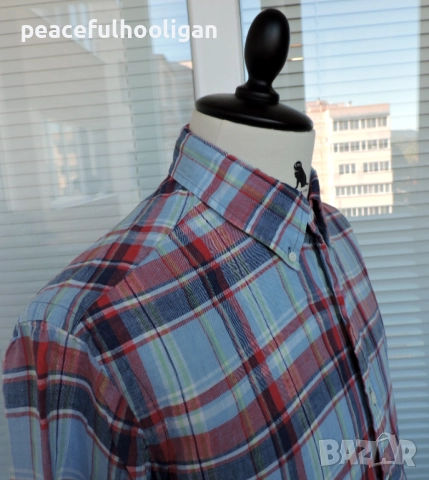 POLO RALPH LAUREN  -мъжка  карирана риза от лен размер L , снимка 3 - Ризи - 52949409