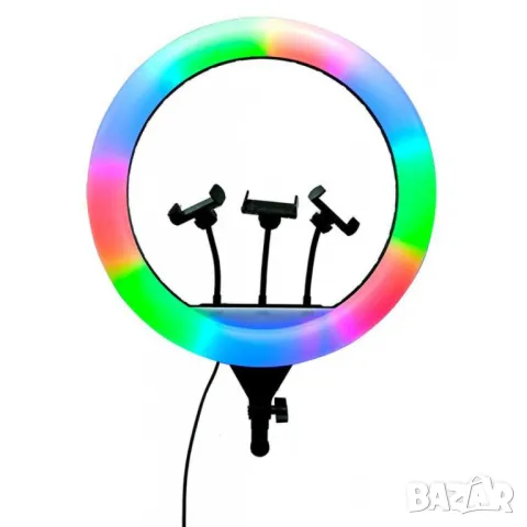 Селфи ринг RGB и Бяло 45 см. дистанционно управление статив - 2.10 см.фон, снимка 4 - Светкавици, студийно осветление - 33156501