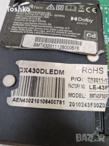 SMARTTECH SMT43F30FC4L1B1 MAIN BOARD TPD.MS6683.PB763 PANEL CX430DLEDM , снимка 4 - Части и Платки - 54228600