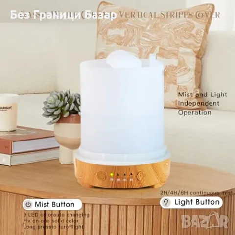 Нов Керамичен арома дифузер 200 мл, LED, ултразвуков, овлажнител за стая, снимка 5 - Други стоки за дома - 49548383