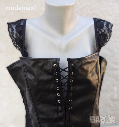 3XL Нов кожен топ с дантела , снимка 2 - Корсети, бюстиета, топове - 51840930