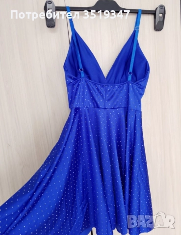 Рокля  синьо бижу, снимка 4 - Рокли - 52841930