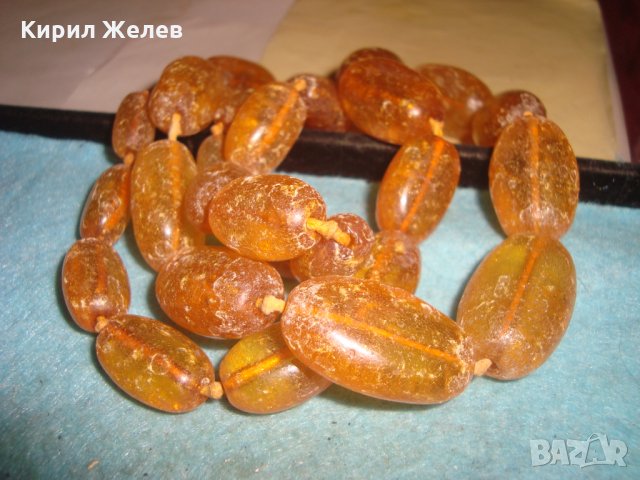 СТАРА РУСКА КЕХЛИБАРЕНА ОГЪРЛИЦА 100% НАТУРАЛЕН БАЛТИЙСКИ КЕХЛИБАР БАРАБАННО СТРУГОВАН УНИКАТ 26985, снимка 13 - Антикварни и старинни предмети - 35053804