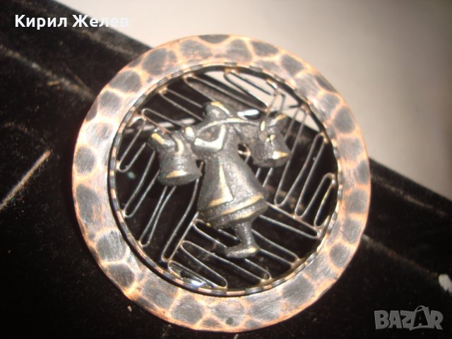 СТАРА КОВАНА МЕДНА ЕТНОГРАФСКА БРОШКА МАЙСТОРСКА ИЗРАБОТКА 8769, снимка 3 - Други - 31283172