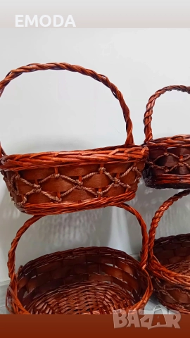 4бр плетени кошници – комплект, отлично състояние, снимка 3 - Органайзери - 52595613