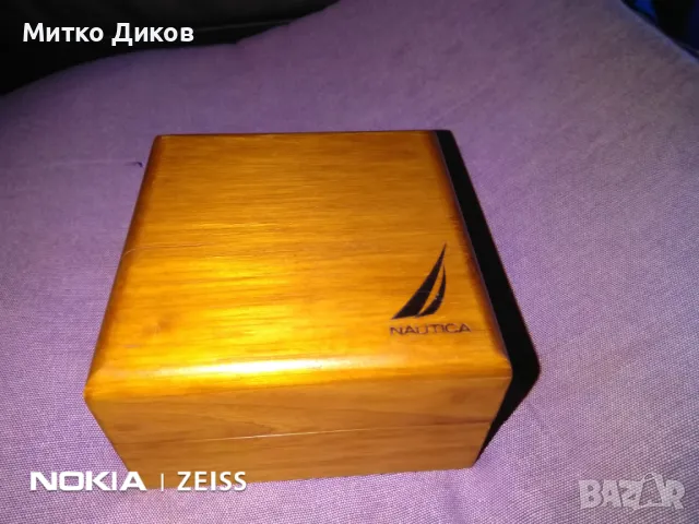 Кутия за часовник Nautica 110х110х66мм нова дървена