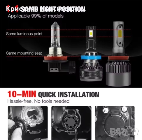 Led H7 CANBUS 6000K 50000lM ПРОМОЦИЯ!, снимка 3 - Аксесоари и консумативи - 52671765