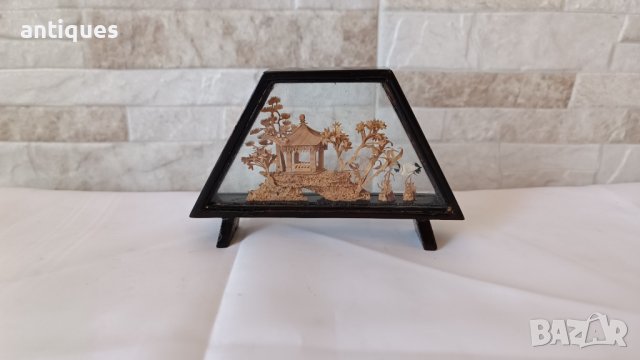 Диорама - азиатско изкуство от корк - ръчна изработка, снимка 6 - Антикварни и старинни предмети - 39435303