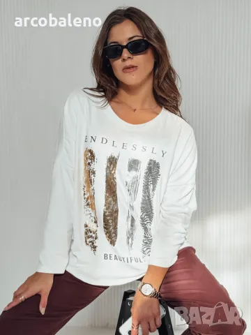 MODEZINE Дамска овърсайз блуза с дълъг ръкав, 3цвята , снимка 6 - Блузи с дълъг ръкав и пуловери - 48057239