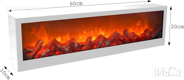 Светеща декоративна камина, ефект на истински пламък, 61x20x10см, снимка 3 - Декорация за дома - 52041723