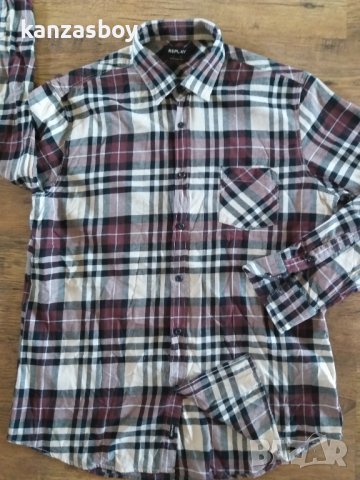 Replay Long Sleeve Shirt Brow - страхотна мъжка риза КАТО НОВА ХЛ, снимка 4 - Ризи - 42251327