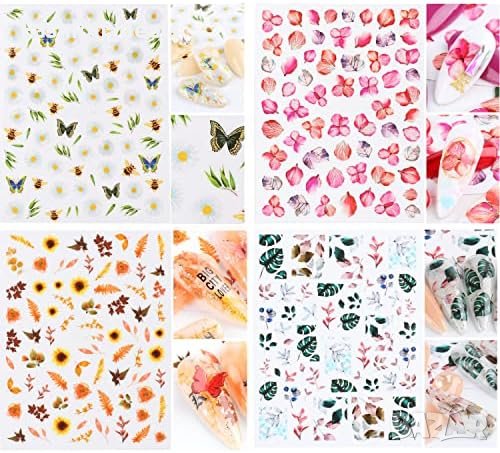 Нови Цветя Самозалепващи се Стикери 8 листа Декорация нокти Деца Момичета, снимка 5 - Други - 42024750