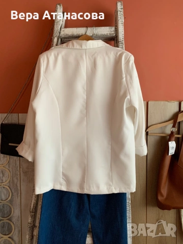 🤍 Стилно сако в бял цвят💄 Oversuzed👠, снимка 2 - Сака - 54101773