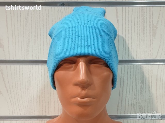 Нова мъжка зимна шапка рипс с подгъв в цвят син меланж, снимка 12 - Шапки - 39333037