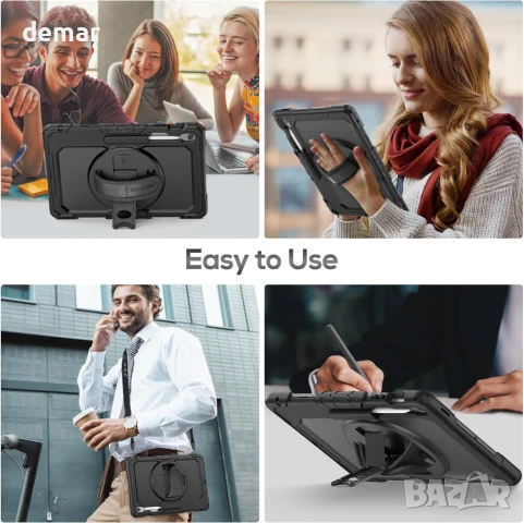 Калъф SEYMAC за Samsung Galaxy Tab S10 FE+ Plus 13.1 инча 2025 SM-X620 X626 X626B, черен, снимка 7 - Таблети - 50595459