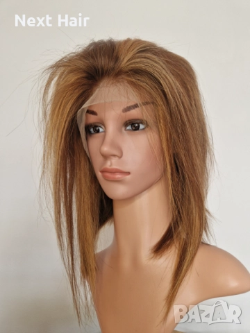 Естествена медено руса перука със светли кичури и дантела 13х4, снимка 4 - Аксесоари за коса - 52026706