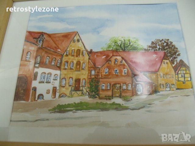 № 5827 стара картина с рамка   - акварел - картон, снимка 3 - Антикварни и старинни предмети - 35064503