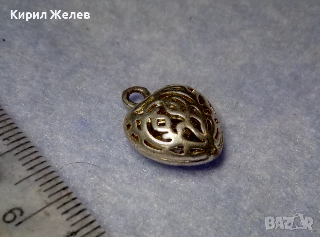 ПОСРЕБРЕН РОМАНТИЧЕН АЖУРЕН АРТ НУВО СТИЛ МЕДАЛЬОН СЪРЧИЦЕ от БЛАГОРОДНА СТОМАНА 24948, снимка 4 - Колиета, медальони, синджири - 50530734