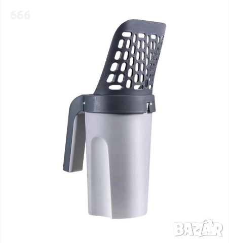 Лопата за котешки пясък, полипропилен, сива, 29x20x12см, снимка 3 - За котки - 52578949