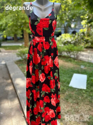 Дълга рокля с ефектен гръб Червена и Жълта, снимка 8 - Рокли - 51099510