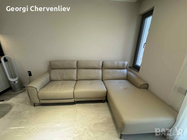 Кожен ъглов диван с лежанка и релакс механизъм 265 на 165, снимка 2 - Дивани и мека мебел - 52383091