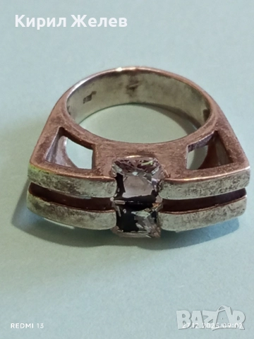 Сребърен пръстен с два камъка ТИ и АЗ масивен майсторска изработка 24873, снимка 5 - Пръстени - 52909374