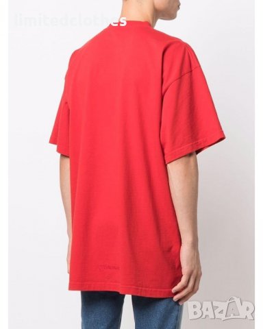 BALENCIAGA Red Hulk Embroidered Logo Oversized Мъжка / Дамска Тениска size M (XL) и XL (XXL), снимка 3 - Тениски - 38833219