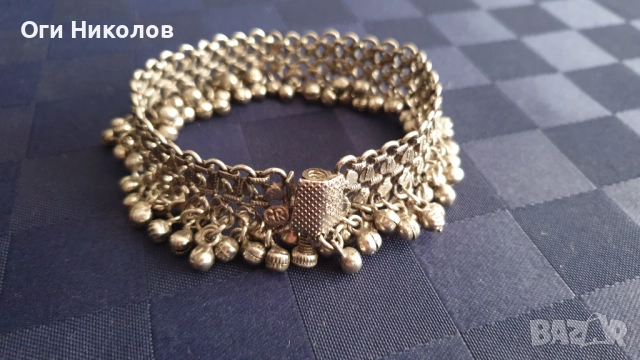 Посребрена старинна гривна за глезен -1 с надеждно закопчаване, снимка 6 - Антикварни и старинни предмети - 51627566