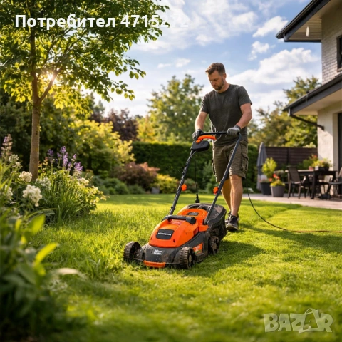 Мощна и лека електрическа градинска косачка 1000W, Кош за трева 35L, Регулируема височина, 3 нива на, снимка 2 - Градинска техника - 53984195