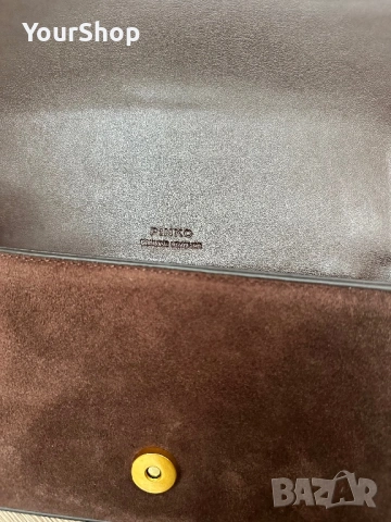 Оригинална велурена чанта Pinko в кафяво 104340 A2CC, снимка 6 - Чанти - 54059228