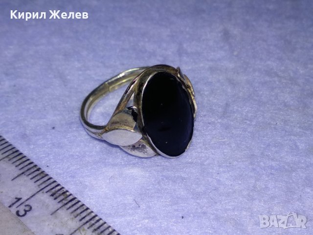 Старинен СКЪПОЦЕНЕН ФЛОРАЛЕН СРЕБЪРЕН РЕТРО АРТ НУВО ПРЪСТЕН ВИСОКА ПРОБА СРЕБРО с ЧЕРЕН ОНИКС 30173, снимка 3 - Антикварни и старинни предмети - 42845792