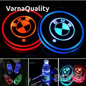 2бр. LED светещи Анти-слип подложки за чаши за BMW E46 E90 E60 F30 E39 F10 F20 E87 E36 X1 X3 X5 usb, снимка 3 - Аксесоари и консумативи - 49940943