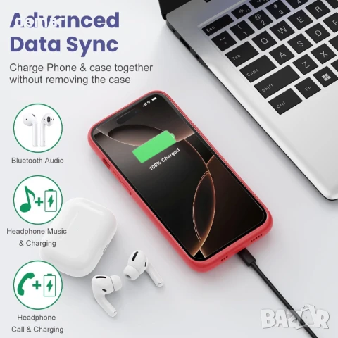 Кейс с батерия Feob за iPhone 16 Pro Max (6.9 инча), 8600 mAh, снимка 6 - Калъфи, кейсове - 50859811