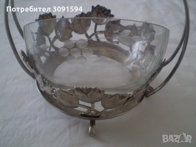 Apt Деко посребрена кошница - фруктиера , снимка 4 - Антикварни и старинни предмети - 33831250