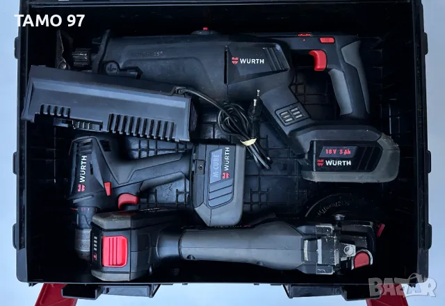 Wurth M-Cube Безчетков сет от акумулаторен саблен трион, ъглошлайф и винтоверт, снимка 17 - Други инструменти - 48215632