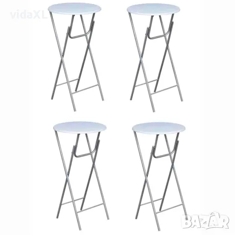 vidaXL Комплект бар маси с МДФ плот, 4 броя, бял